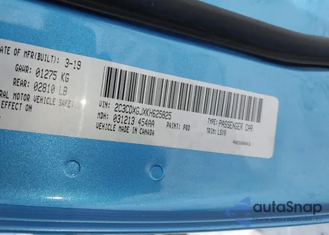 2019 Dodge Charger Scat Pack Rwd z USA, uszkodzony, nr VIN 2C3CDXGJXKH625825